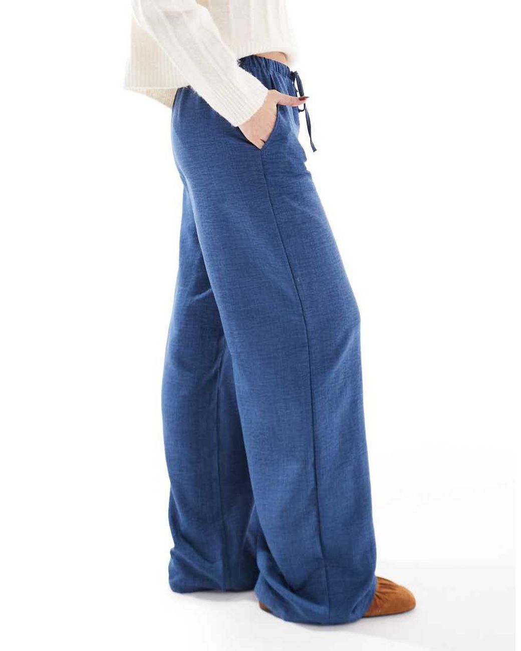 Vero Moda Blue Lightweight Tie Waist Trousers