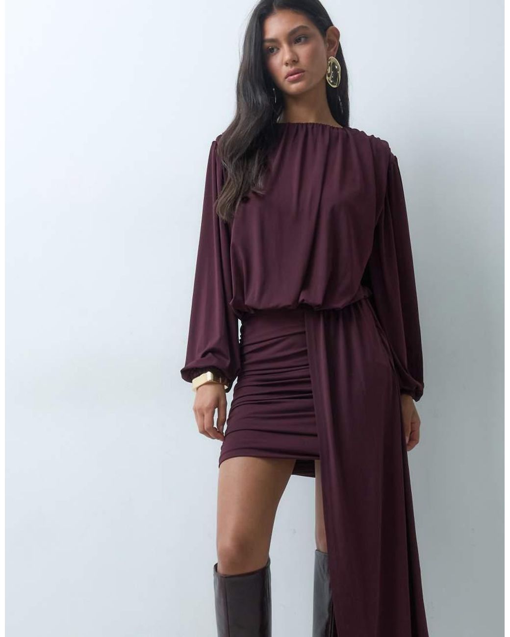 Pretty Lavish Red Jersey Draped Sash Detail Mini Dress