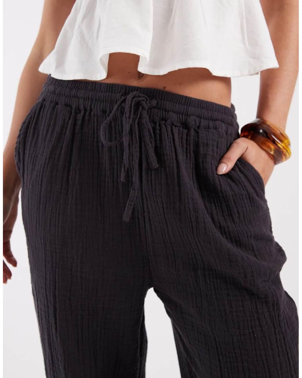 Only Petite Blue Cheesecloth Wide Leg Trouser