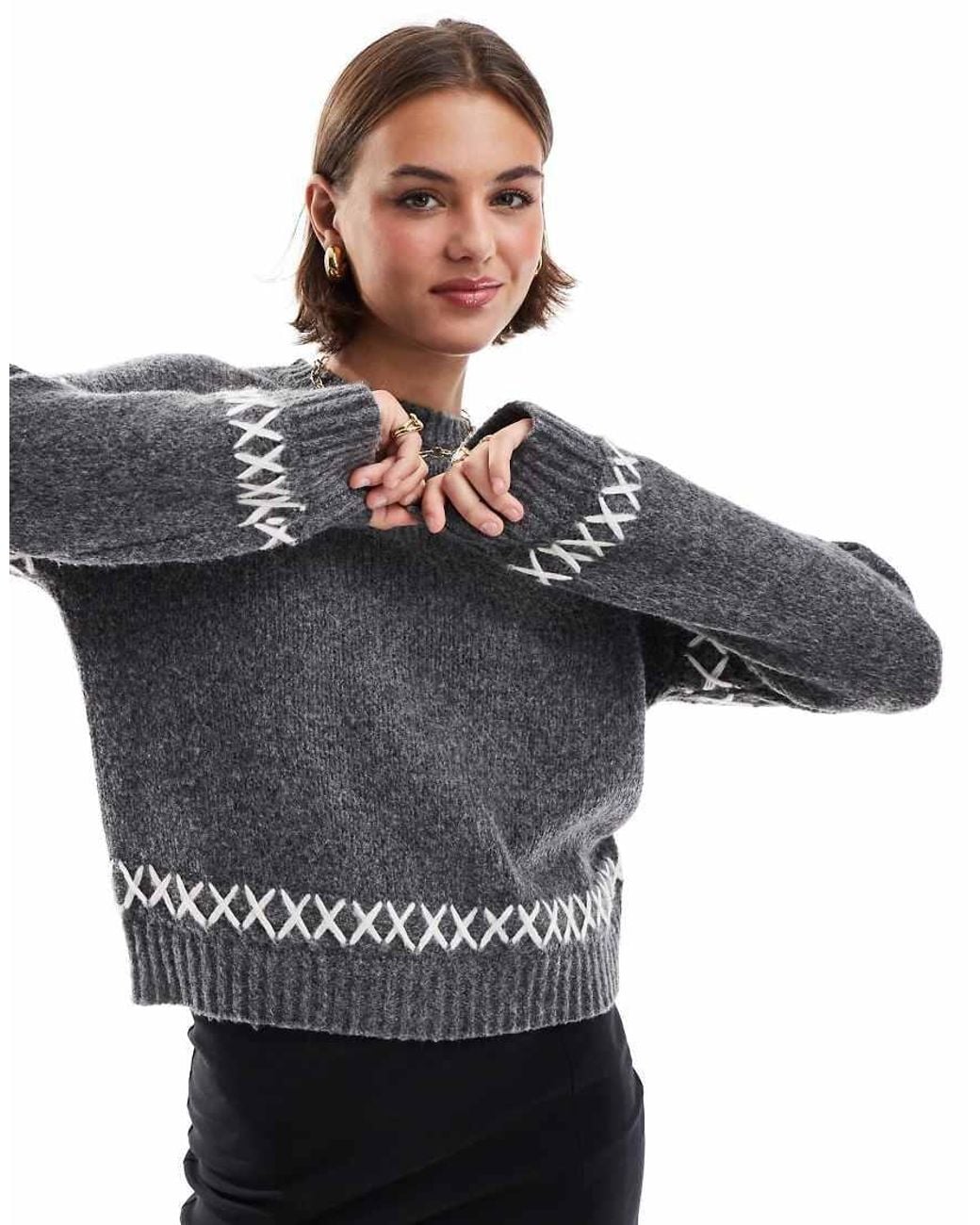 ONLY Black Contrast Details Round Neck Jumper