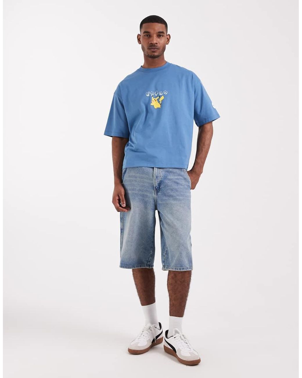 ASOS Blue Oversized T-shirt With Pokemon Pikachu Print for men