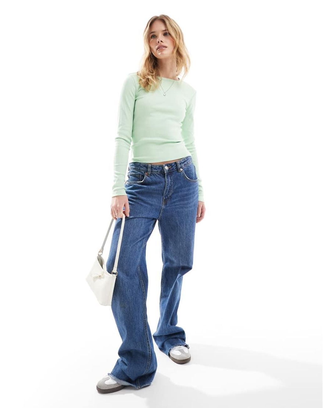 Vero Moda Green Long Sleeve Baby Rib Top