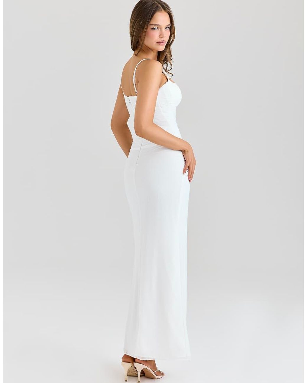 House Of Cb White Lini Mesh Maxi Dress