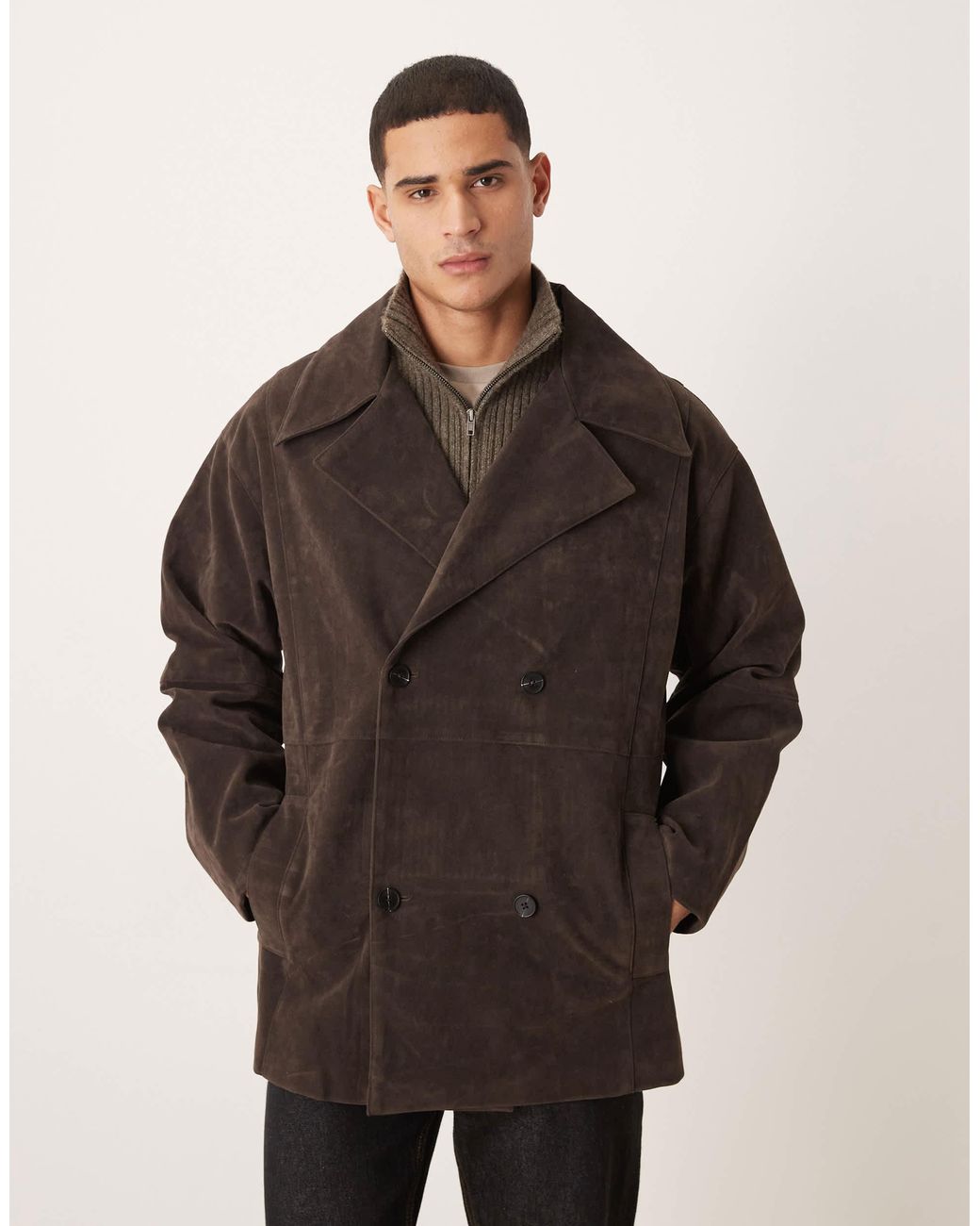 ASOS Brown Extreme Oversized Mid Length Jacket for men