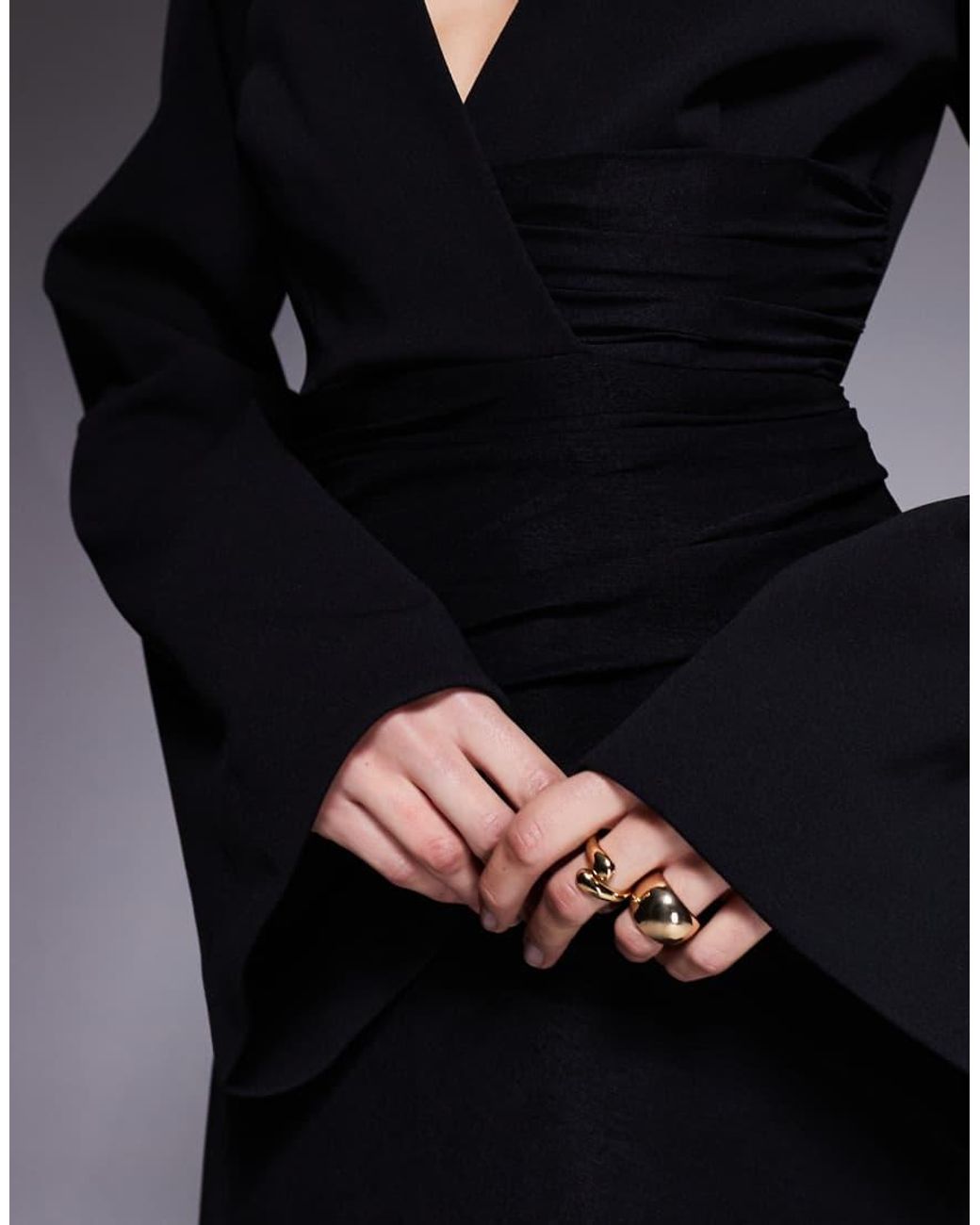 ASOS Black Mock Blazer Mini Dress With Shoulder Pads And Mesh Overlay