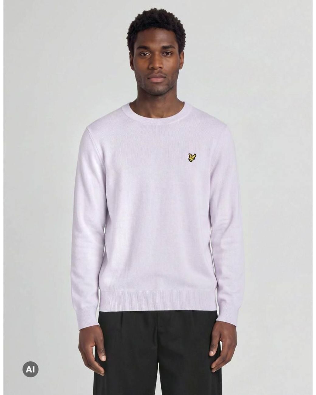 Lyle & Scott White Mid Knits Relaxed Uv Reactive Crew Neck Jumper for men