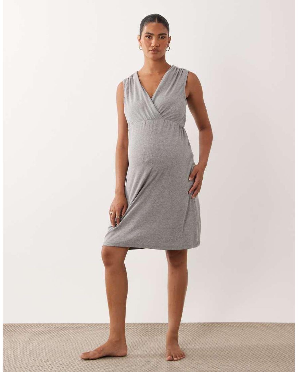Mama.licious Gray Mamalicious Maternity Wrap Front Nightdress