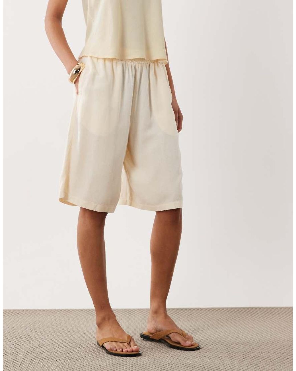 ASOS Natural Linen Blend Bermuda Shorts