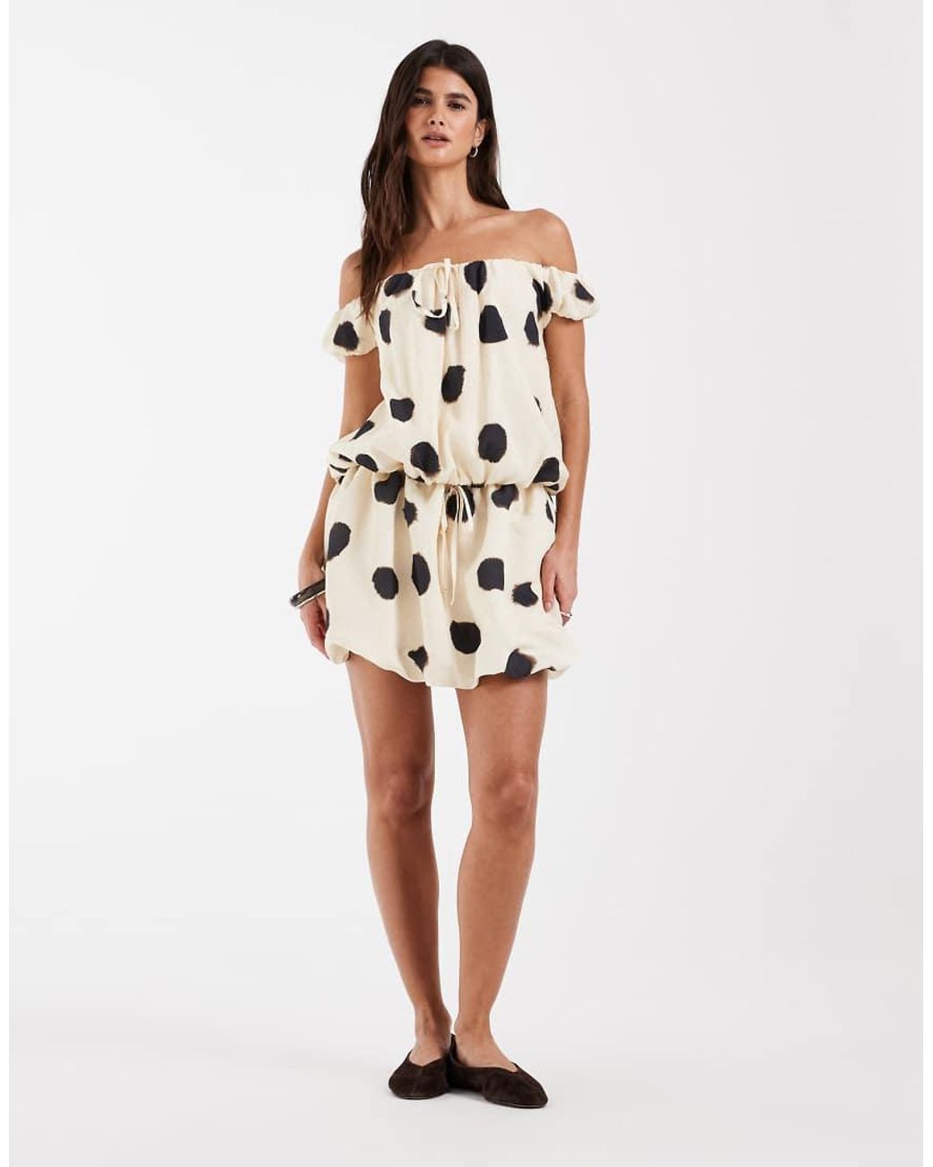 ASOS Natural Spot Mini Bubble Dress