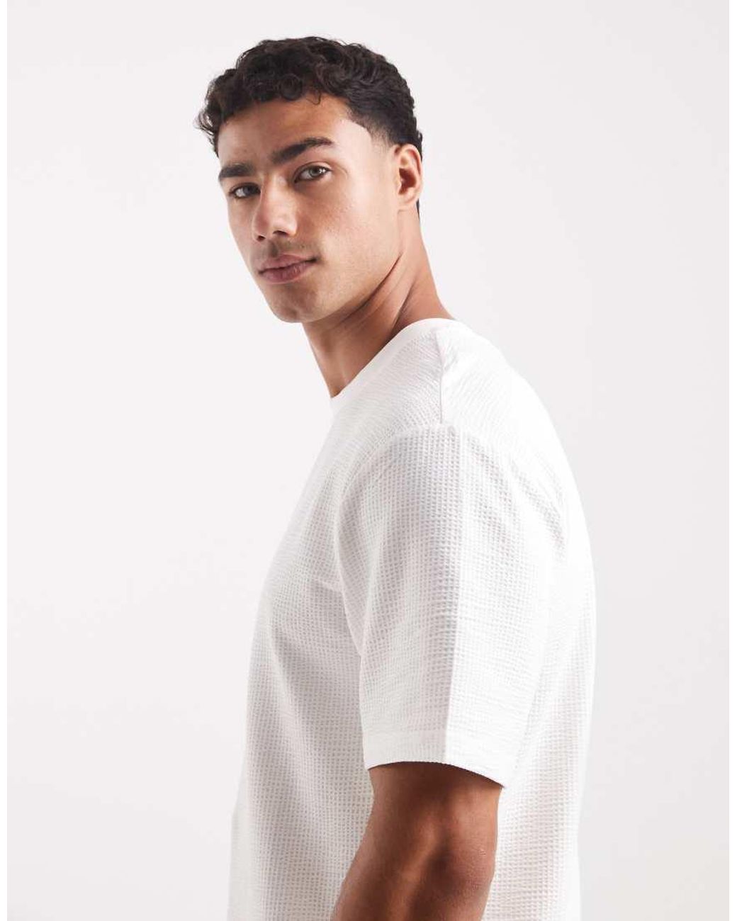 Only & Sons White Short Sleeve Waffle T-shirt Co-ord for men