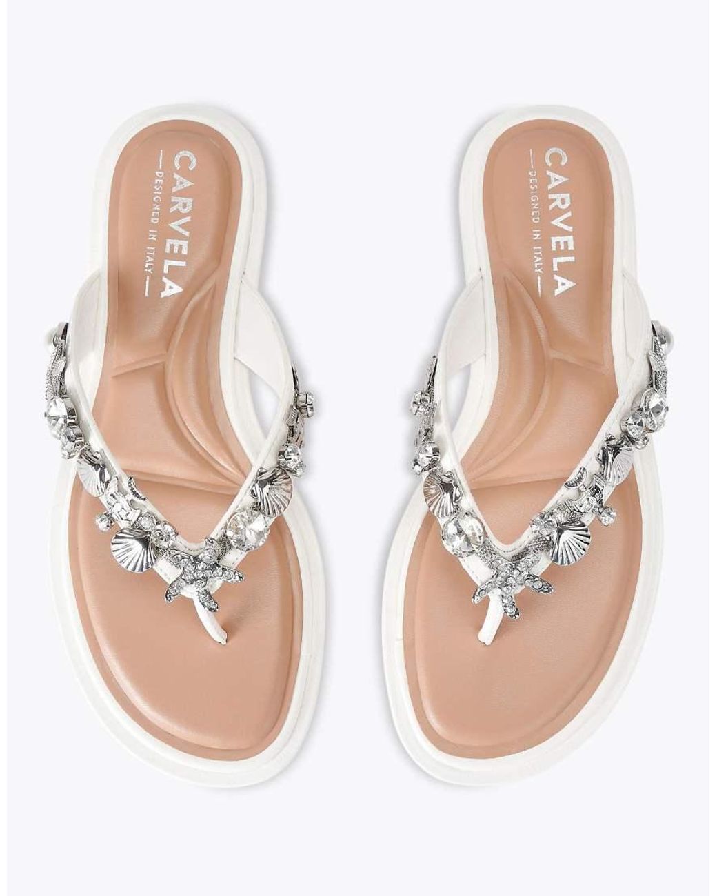 Carvela Kurt Geiger White Marina Flat Sandals