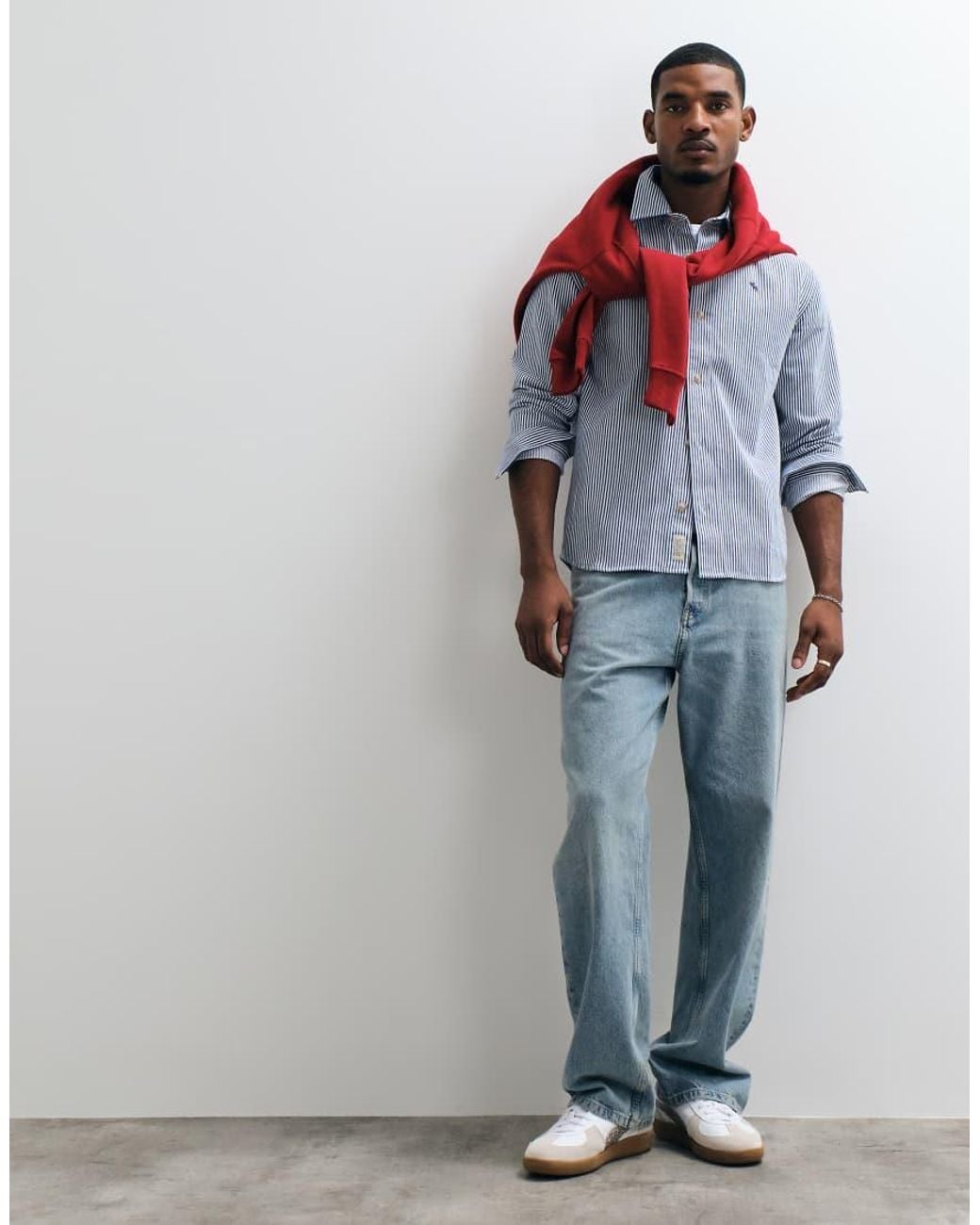 Abercrombie & Fitch Blue Icon Logo Oversized Twill Shirt for men