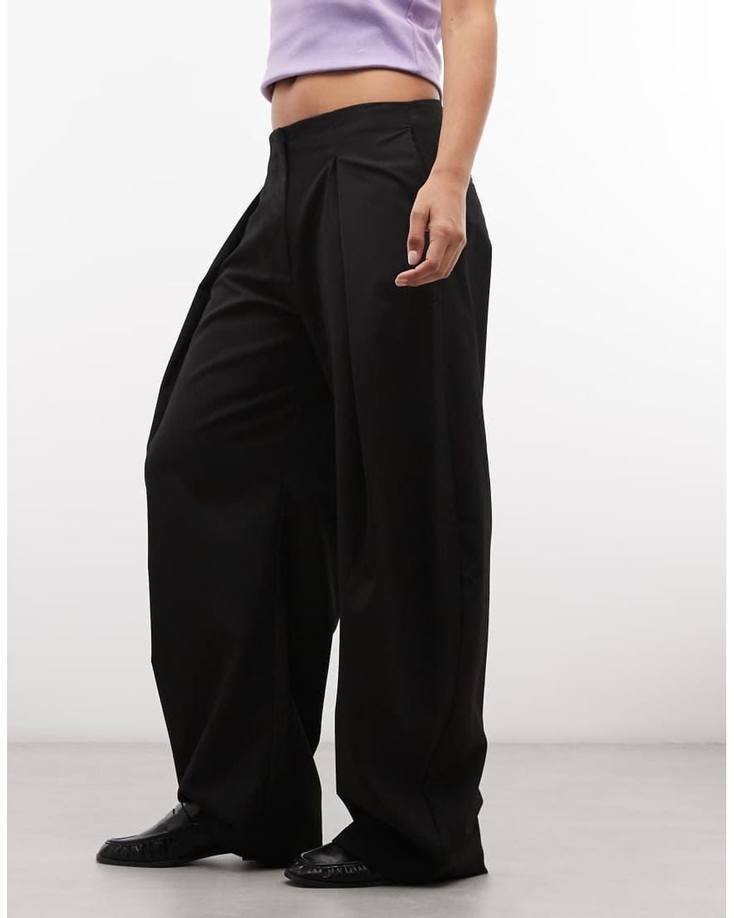 Monki Black Tailored Pleated Balloon Trousers