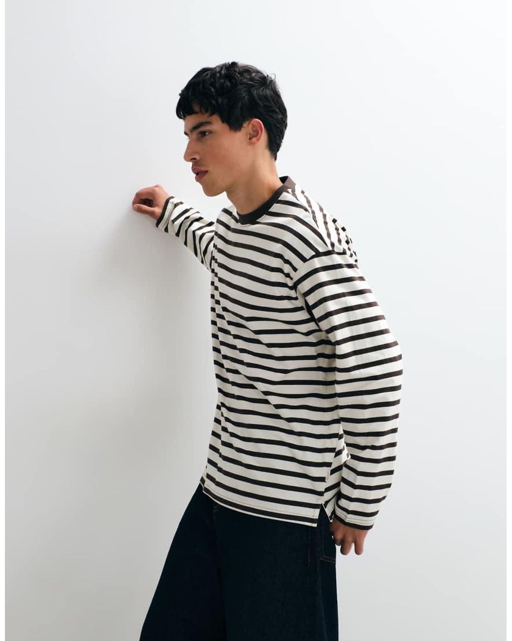 Jack & Jones White Long Sleeve Striped T-shirt for men