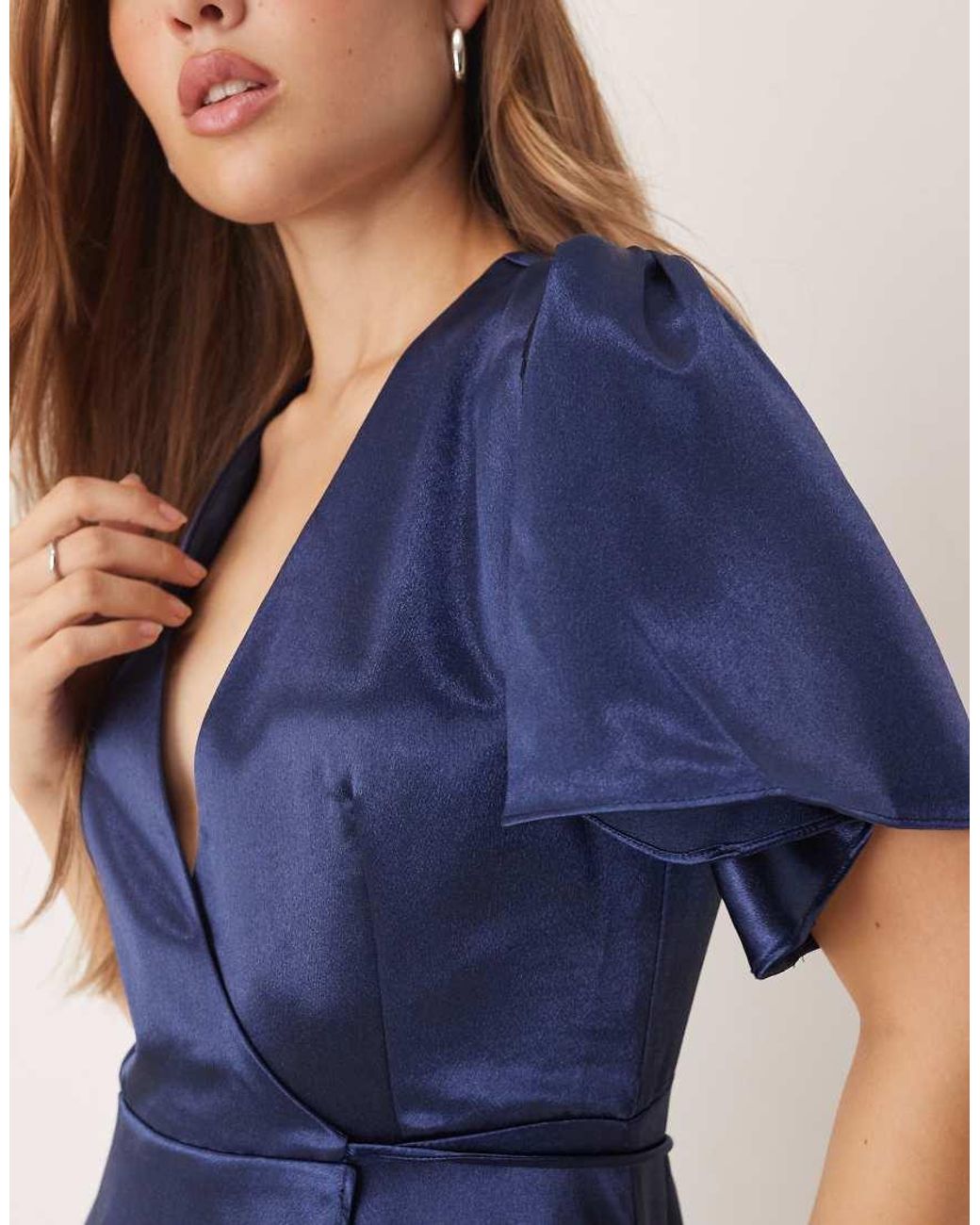 True Decadence Blue Bridesmaid Wrap Midi Dress