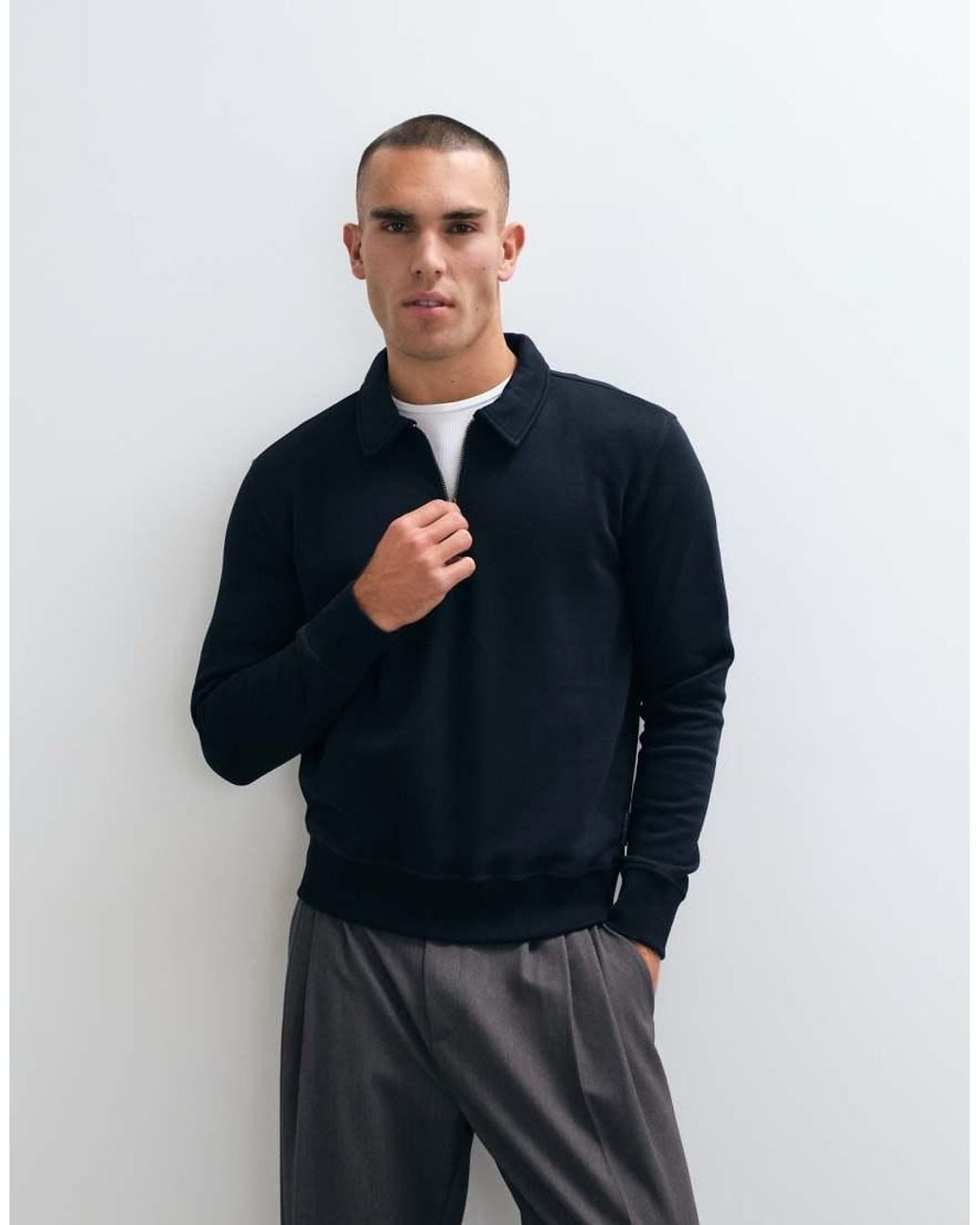 French Connection Blue French Connective Active Quarter Zip Sweatshirt for men