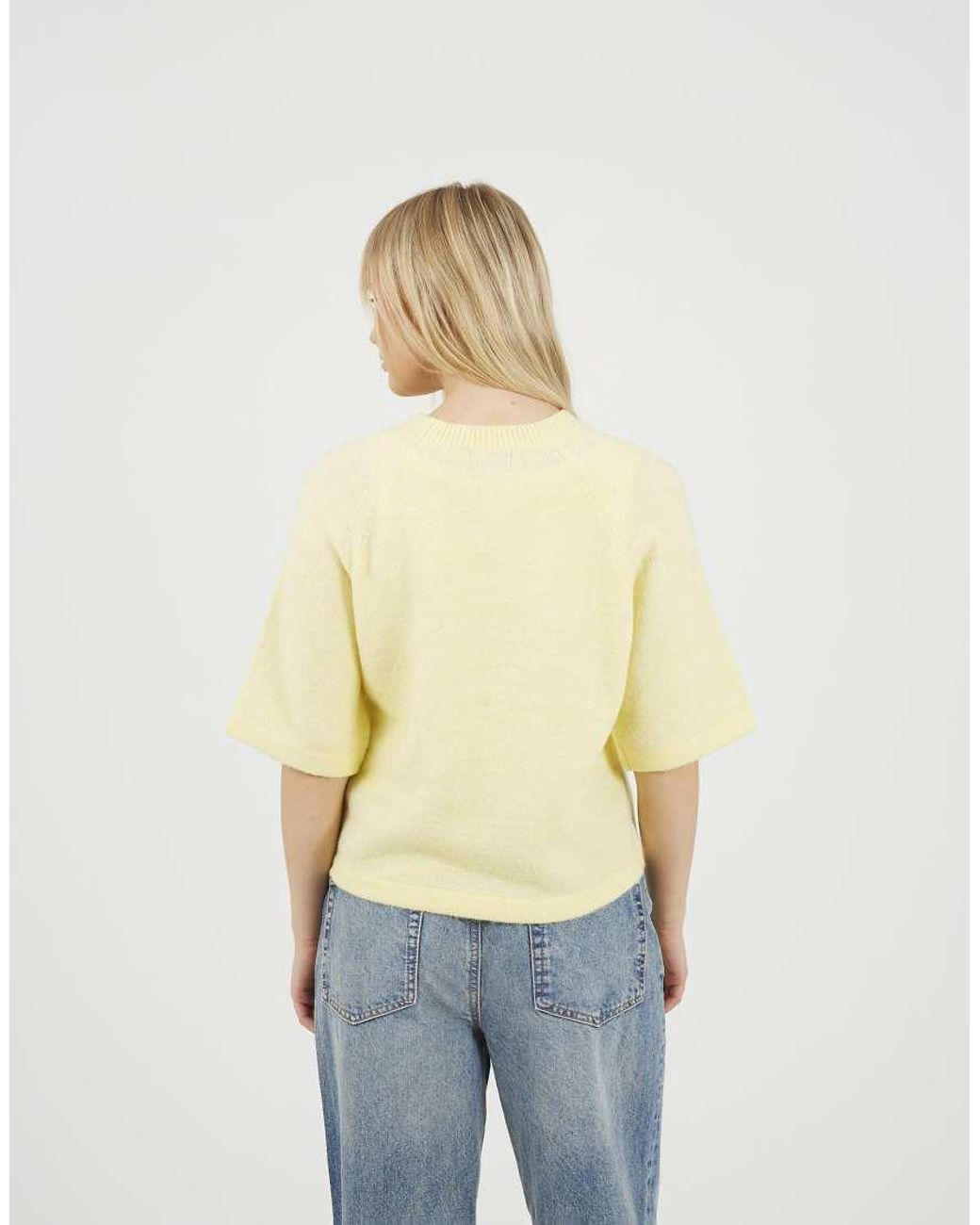 Brave Soul Yellow Short Sleeve Jumper With Floral Embroidery