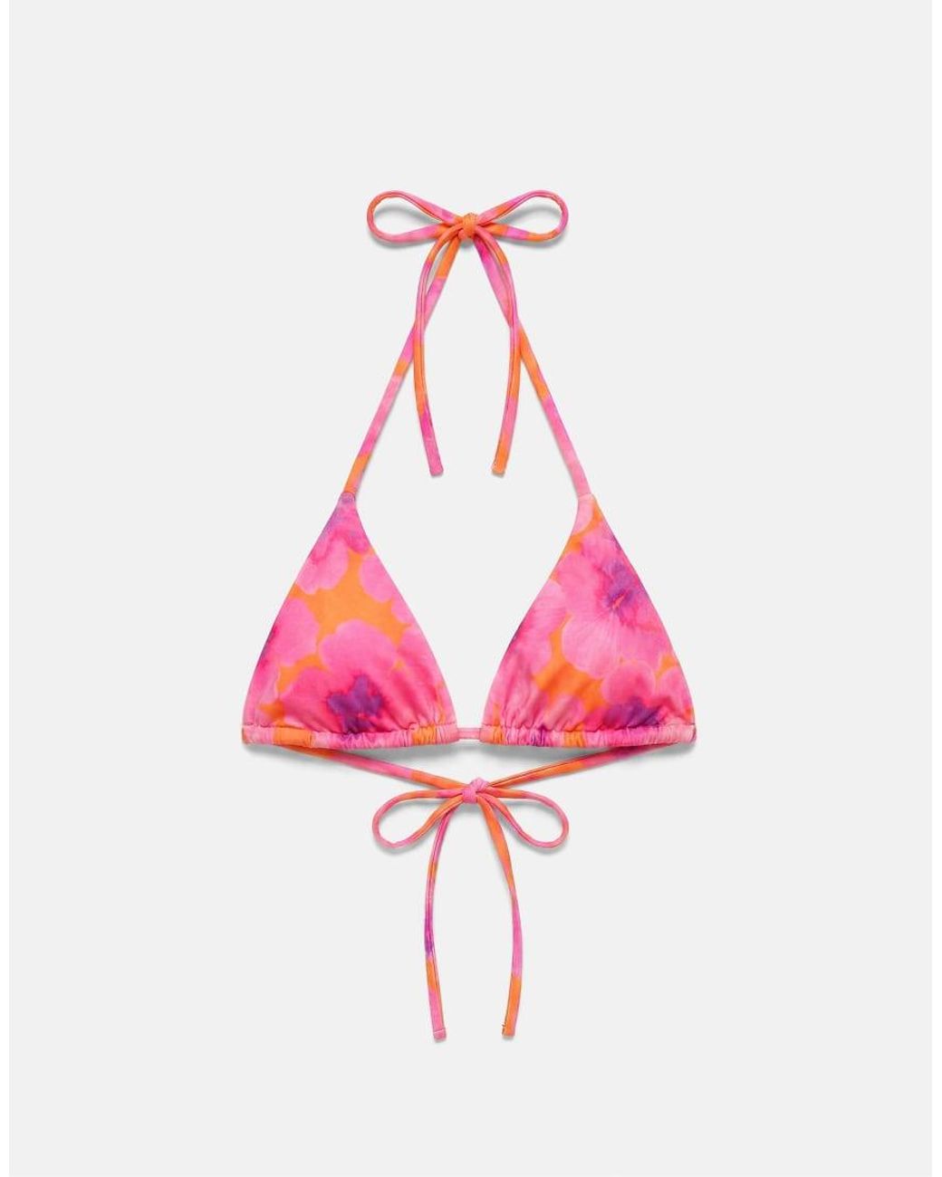 Pull&Bear Red Floral Bikini Top