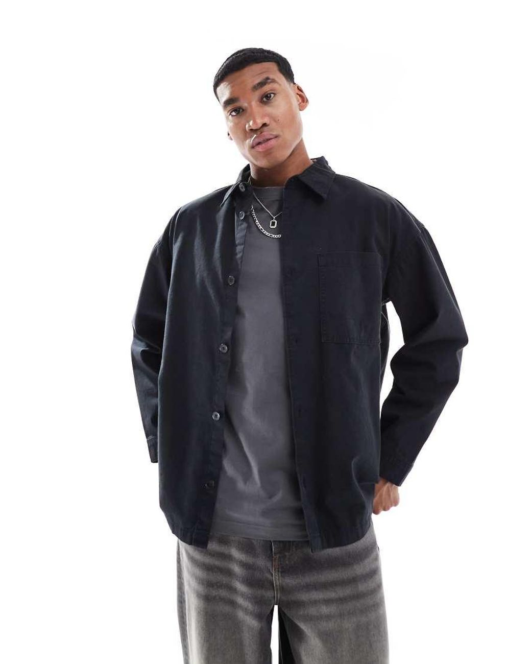 Jack & Jones Blue Heavy Twill Washed Overshirt for men