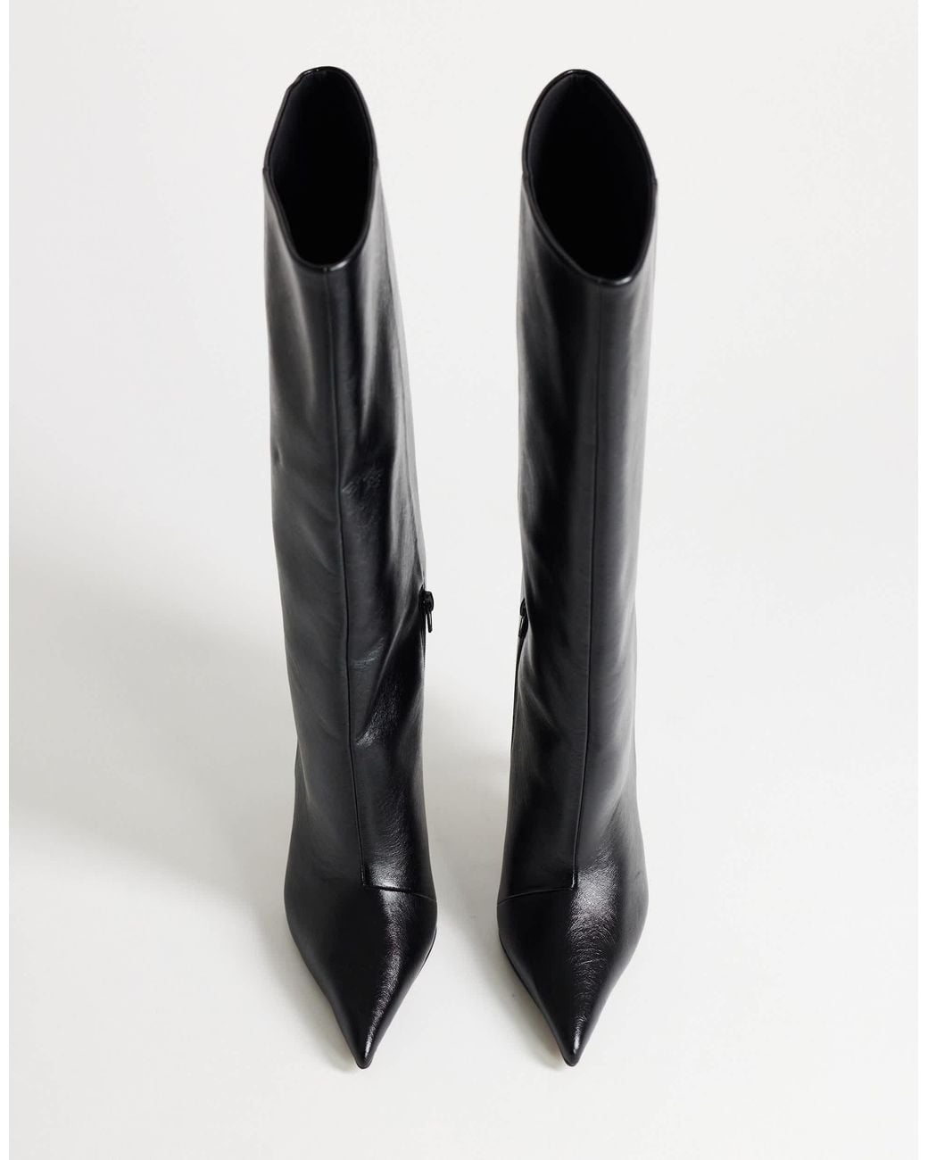 TOPSHOP Black Trinity Angular Heel Knee High Boot