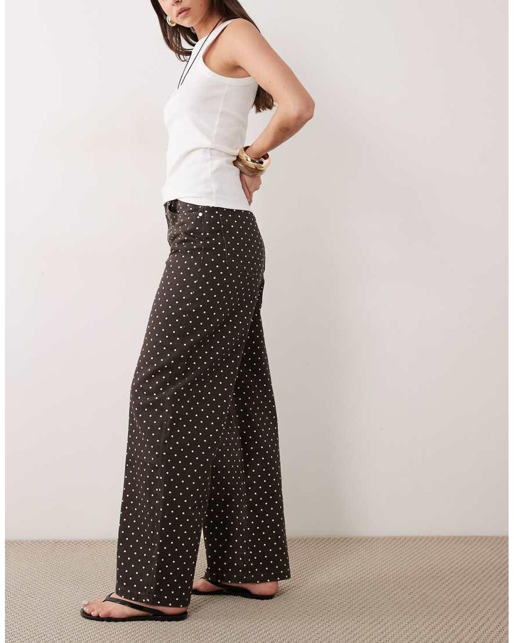 Mango Brown Polka 100% Cotton Straight Jean