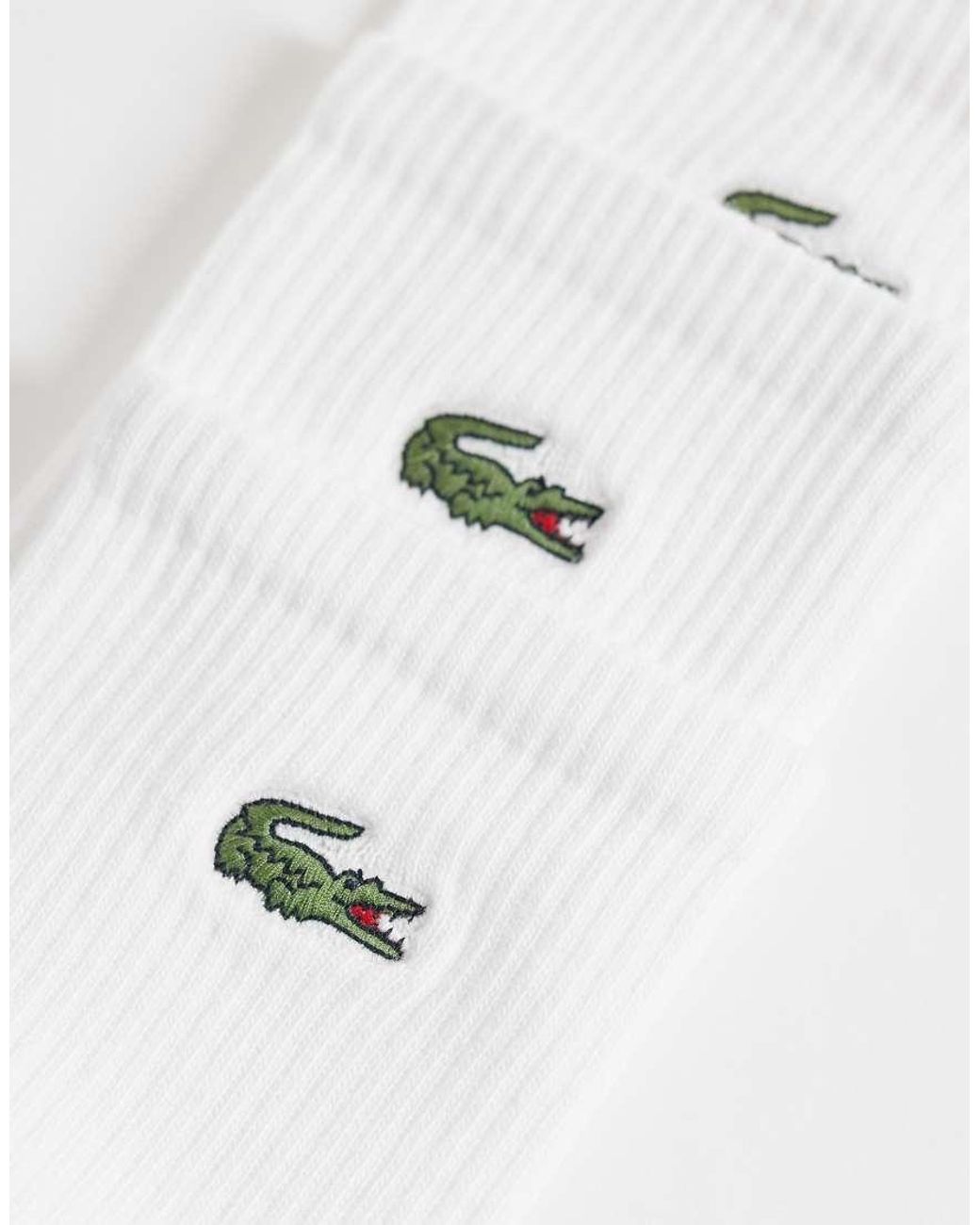 Lacoste White 3 Pack Long Cotton Socks for men
