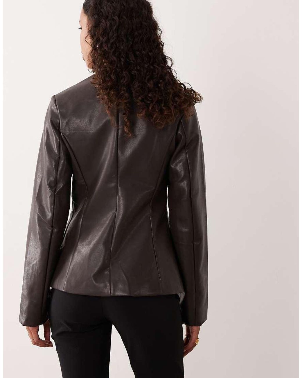 Gina Tricot Black Shaped Pu Blazer Top
