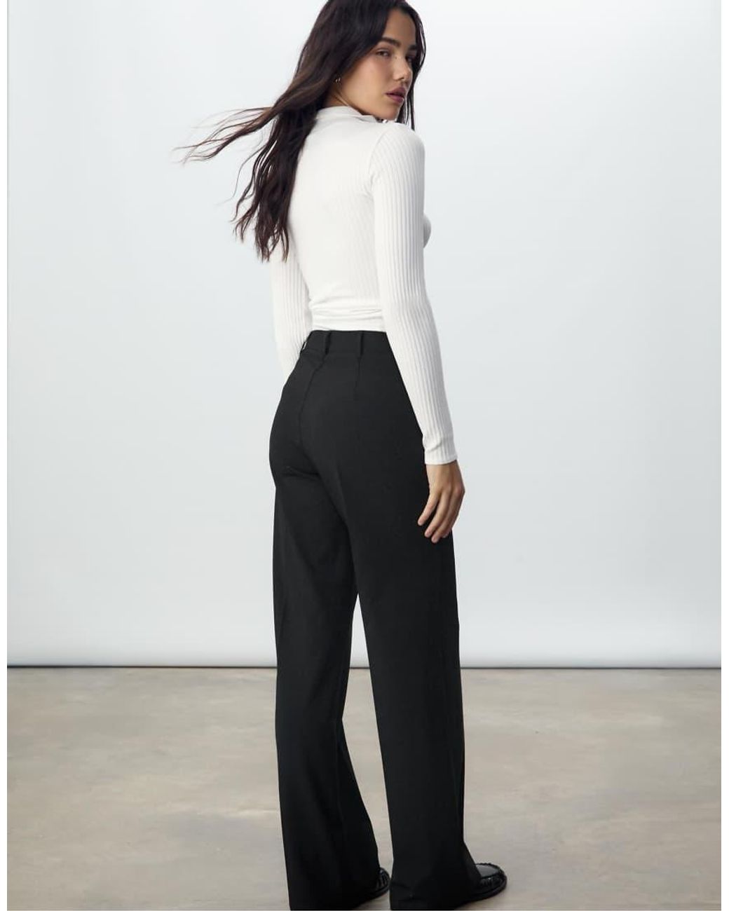 Stradivarius White Wide-leg Trousers