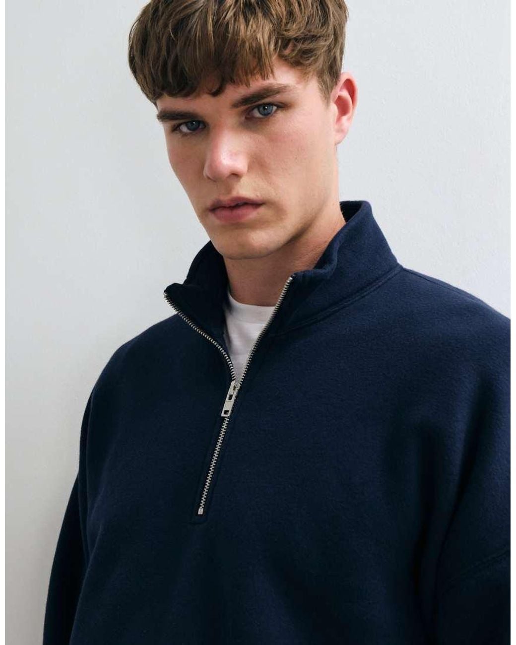 Abercrombie & Fitch Blue Essential 1/4 Zip Sweatshirt for men