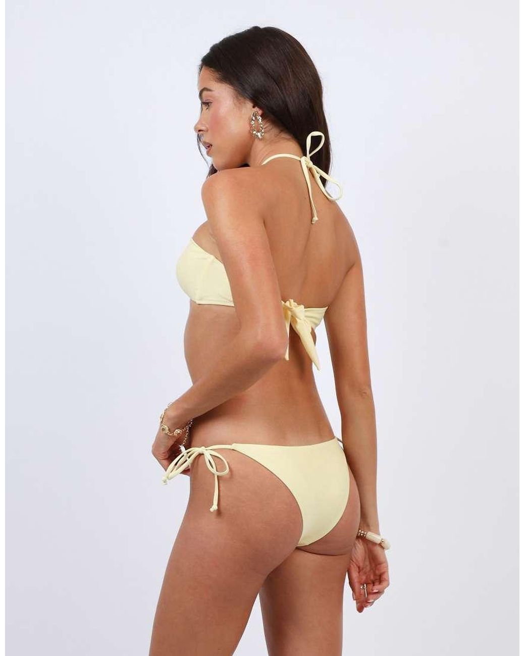 SIMMI Natural Tie Side Bikini Bottoms With Bead Detail