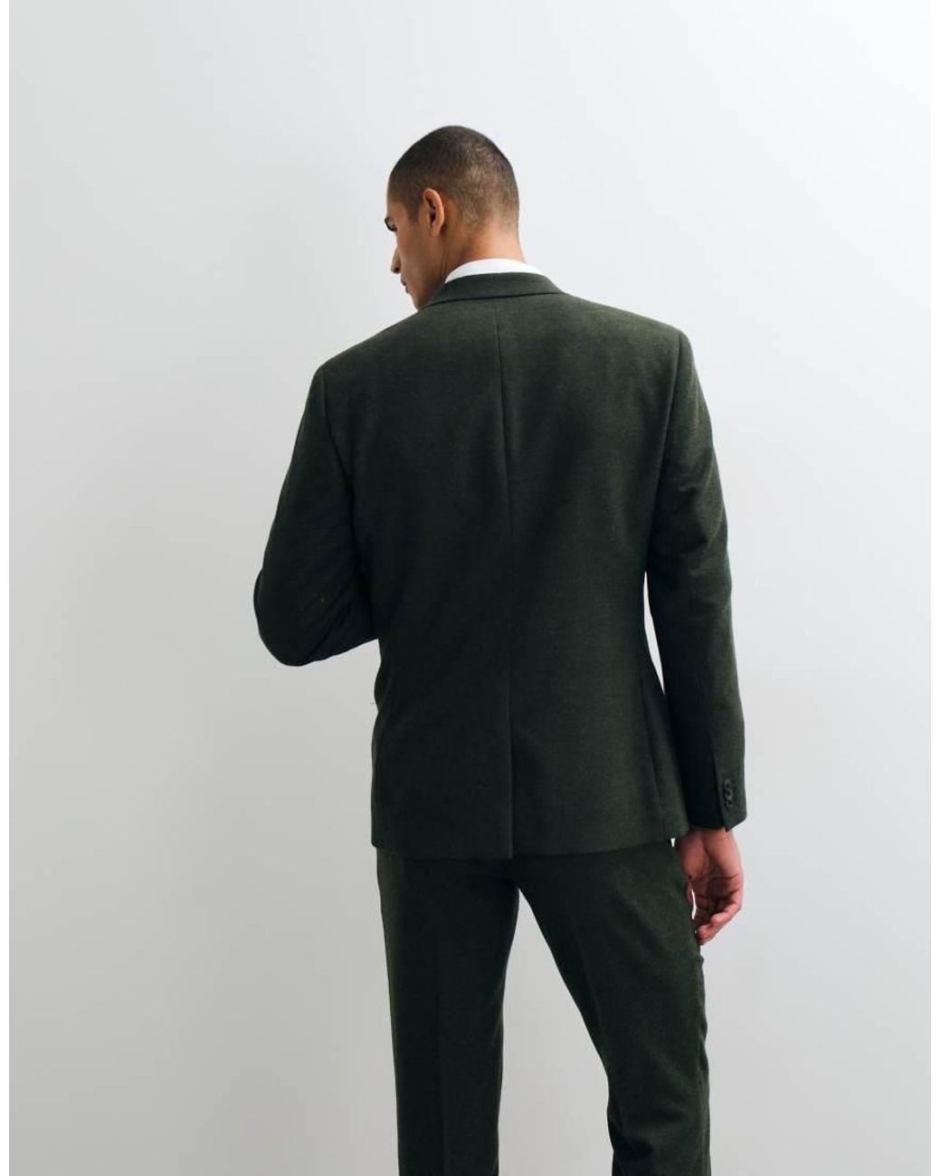 ASOS Green Slim Herringbone Suit Jacket With Wool for men