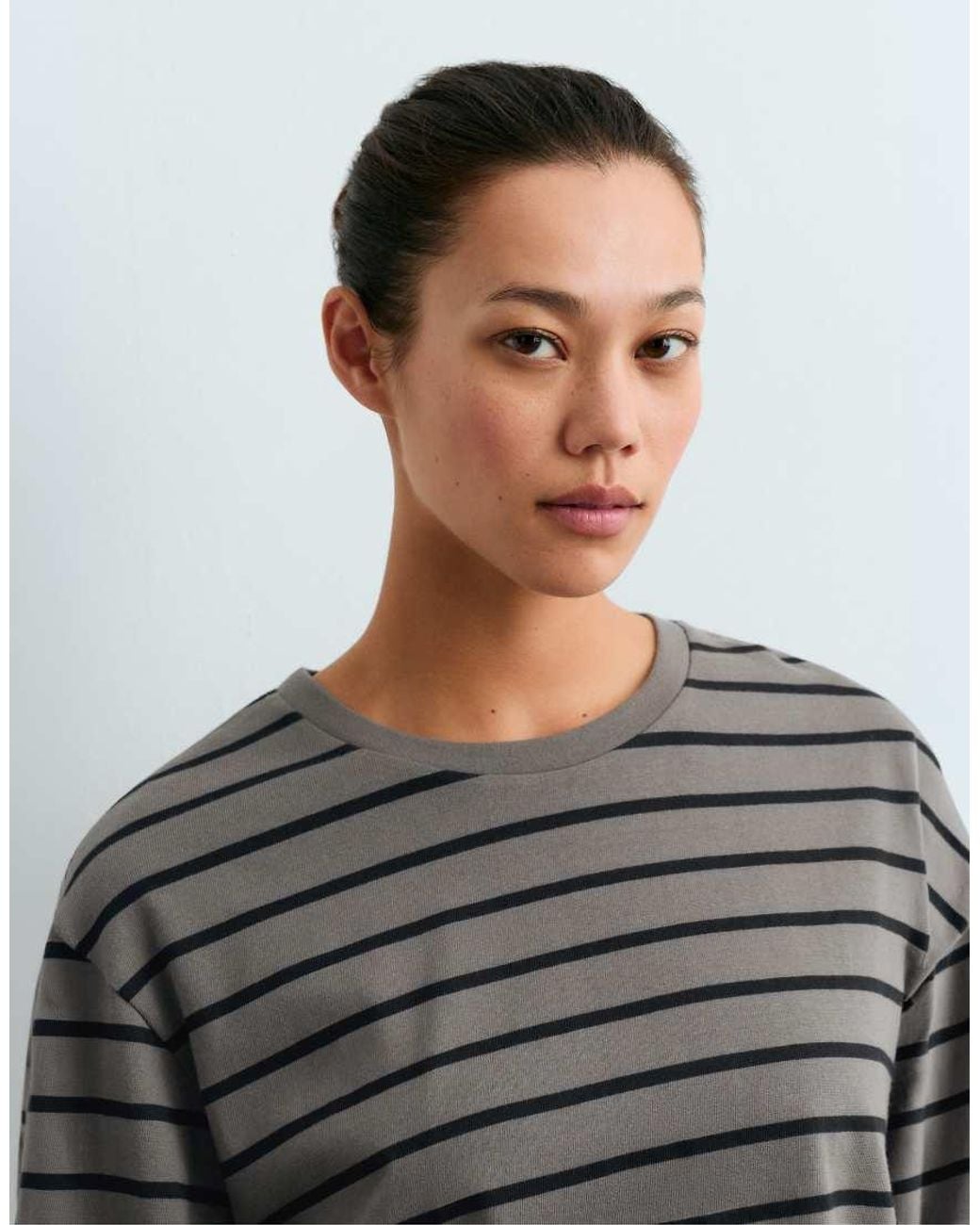 Oysho Gray 100% Cotton Long-Sleeved T-Shirt