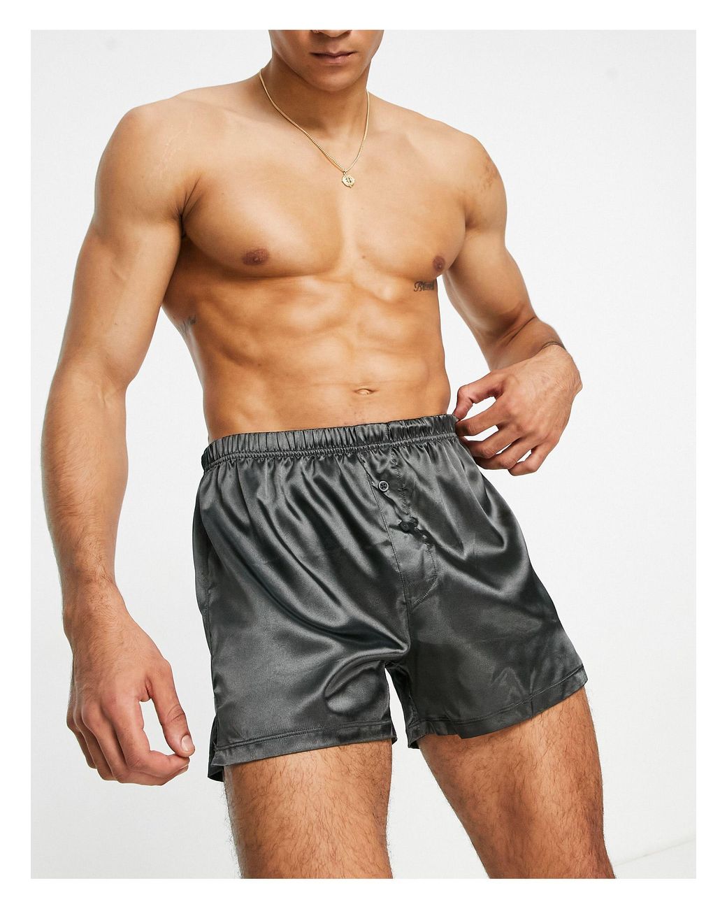 ASOS Satijnen Boxershort in het Grijs voor heren | Lyst NL