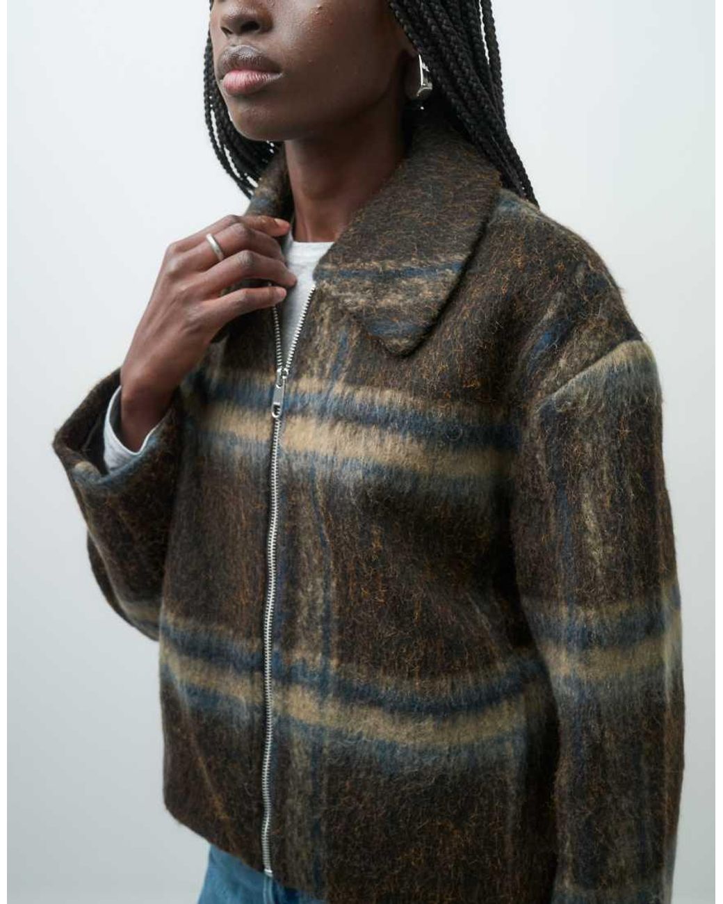 ONLY Brown Brushed Zip Through Jacket
