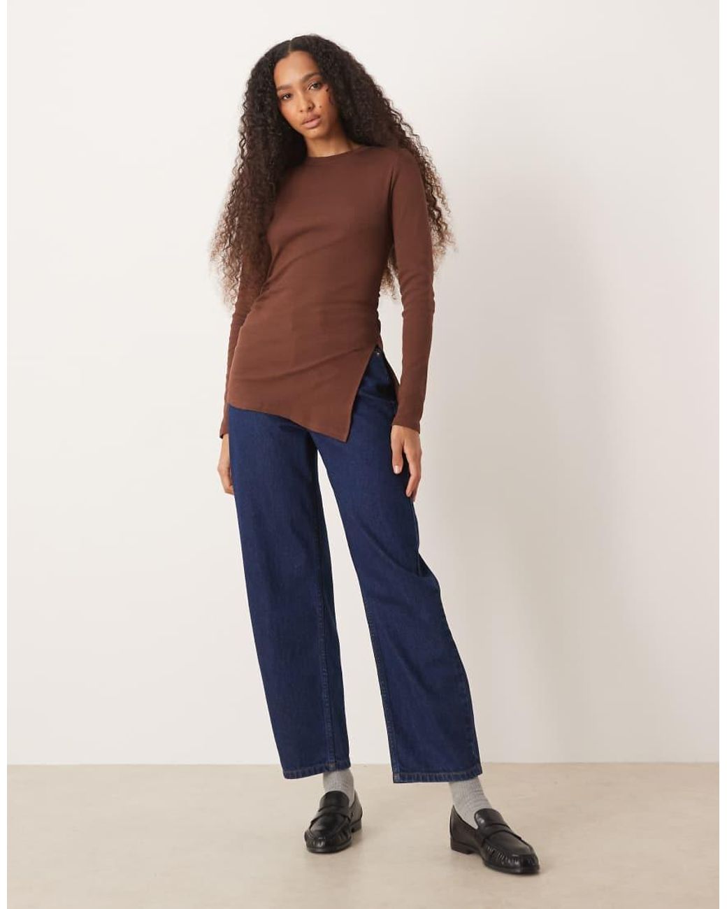 ASOS Brown Cinched Long Sleeve T-shirt