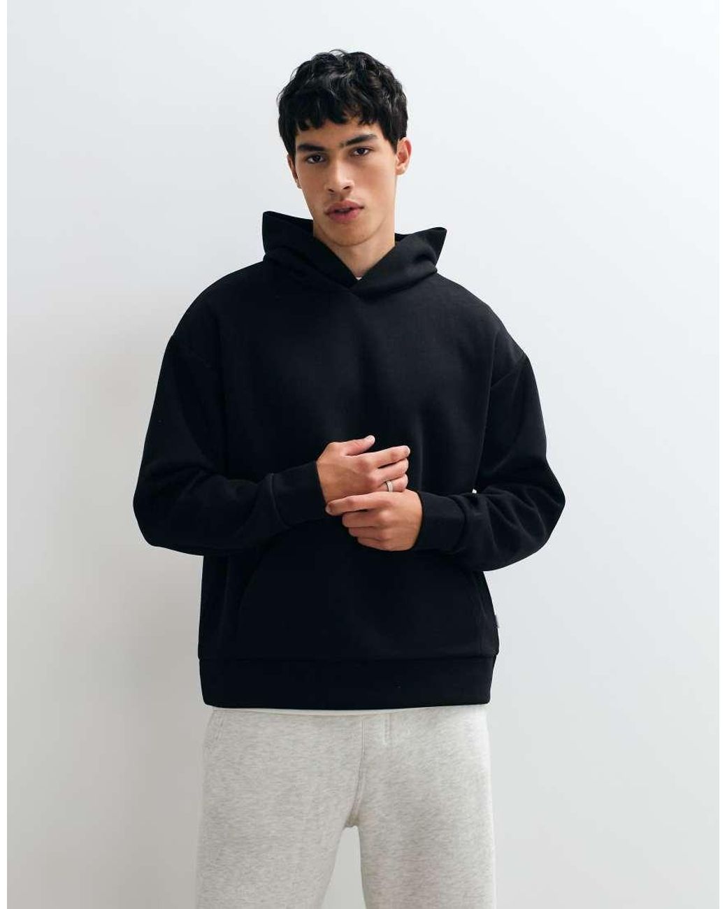 Jack & Jones Black Oversized Heavy Weight Hoodie for men
