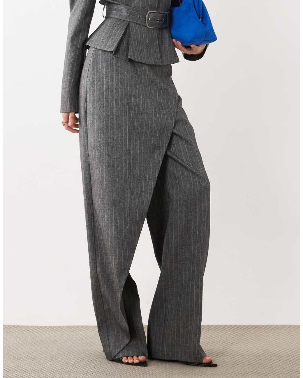 ASOS Blue Tailored Overlay Wide Leg Pants