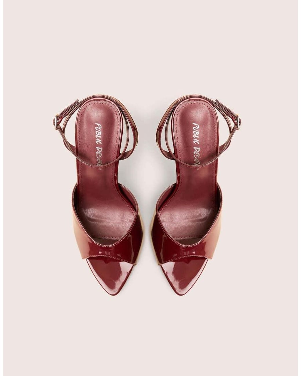 Public Desire Pink Caught On Wine Peep Toe Curved High Heel