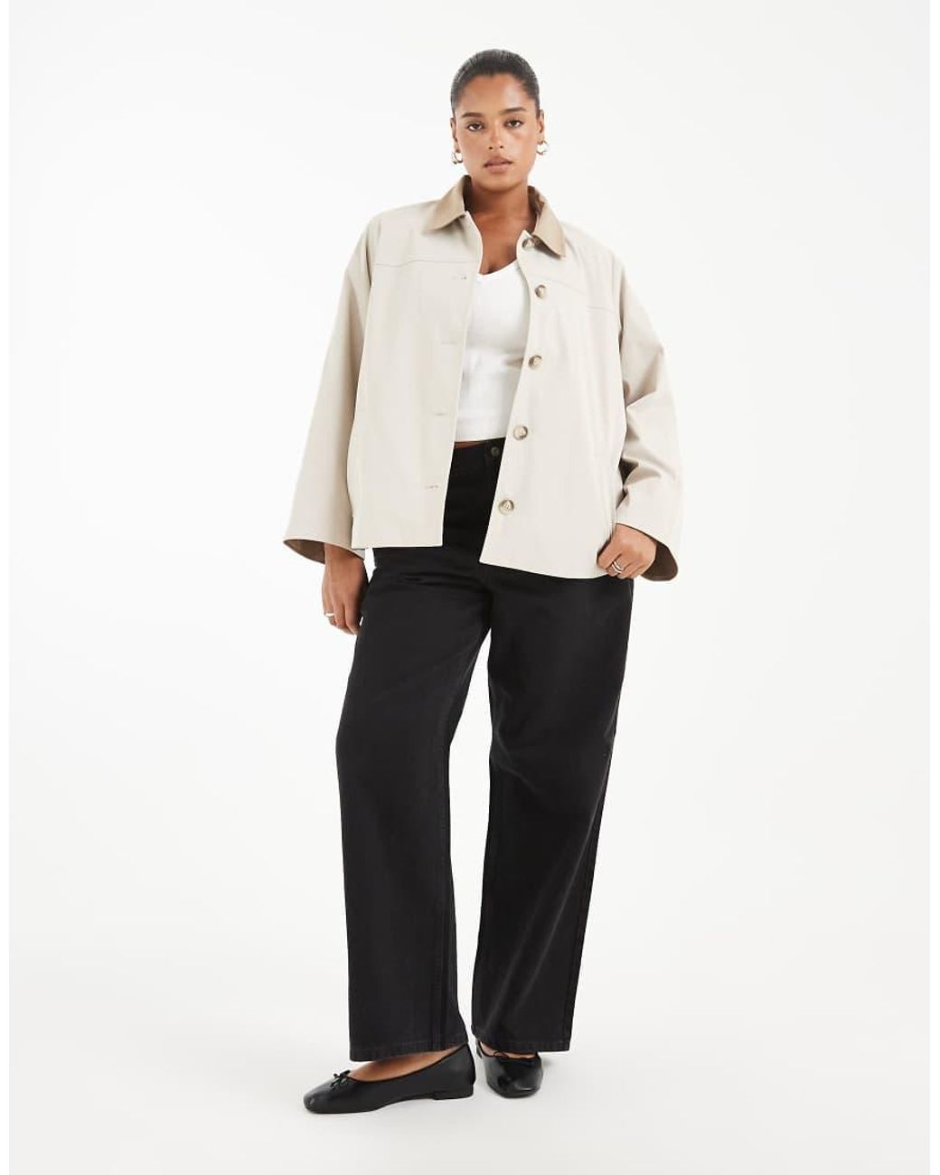 Vero Moda Natural Barn Jacket With Contrast Collar Detail