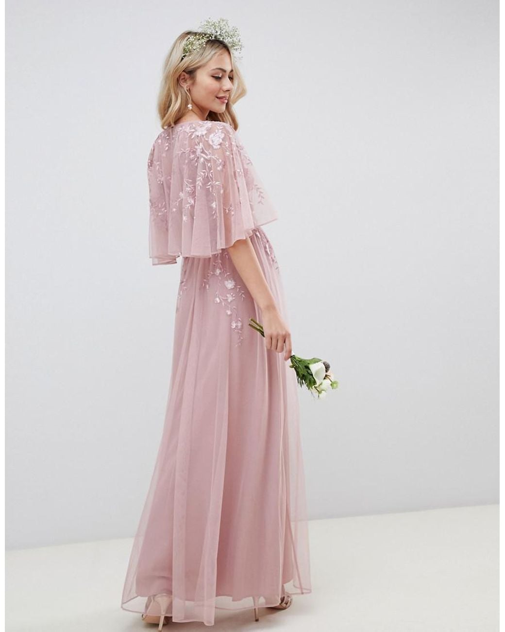 ASOS Denim Maxi Dress With Cape Sleeve 
