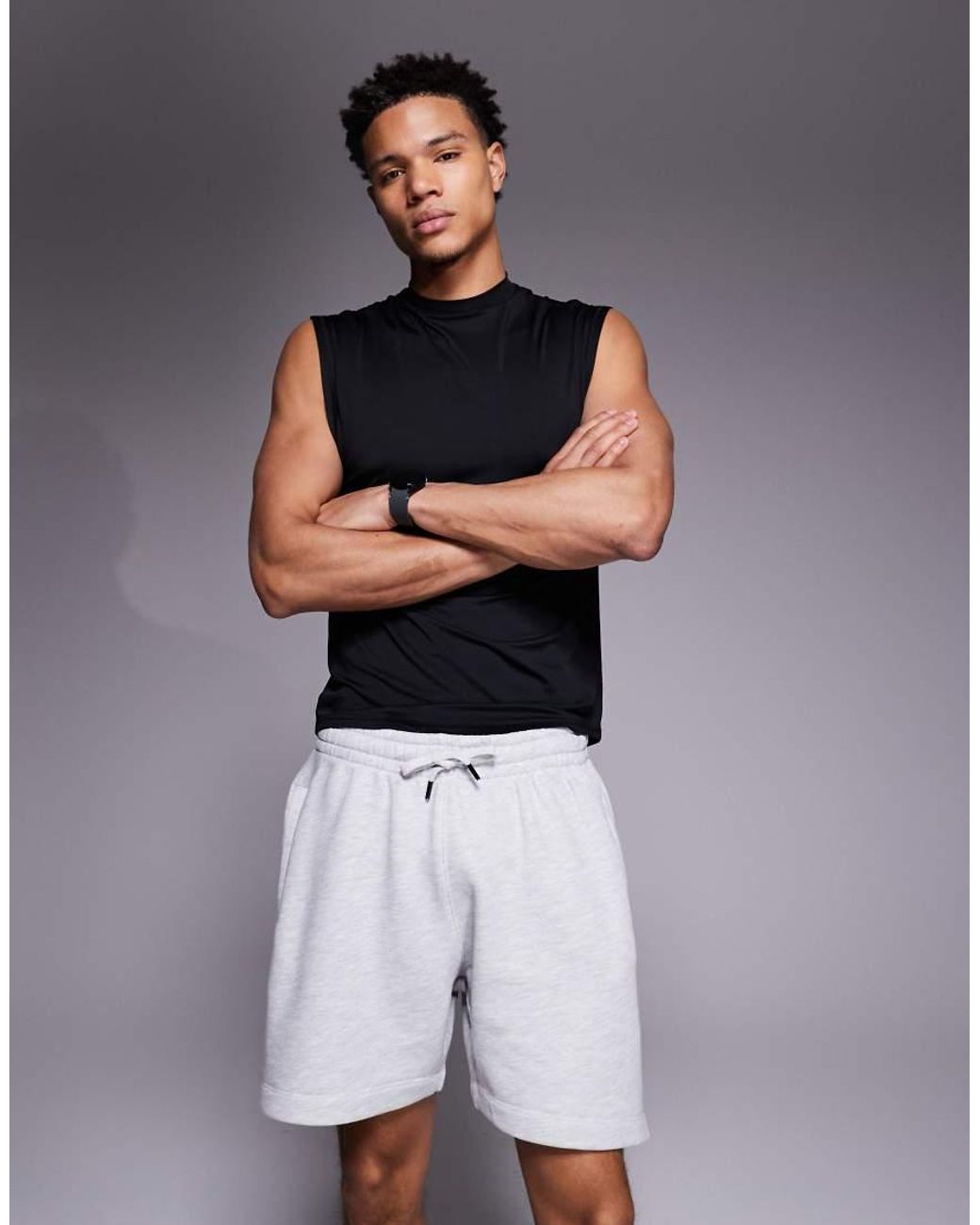 4505 Gray Icon Rest Day Heavyweight 420gsm Cotton 7 Inch Sweat Shorts for men