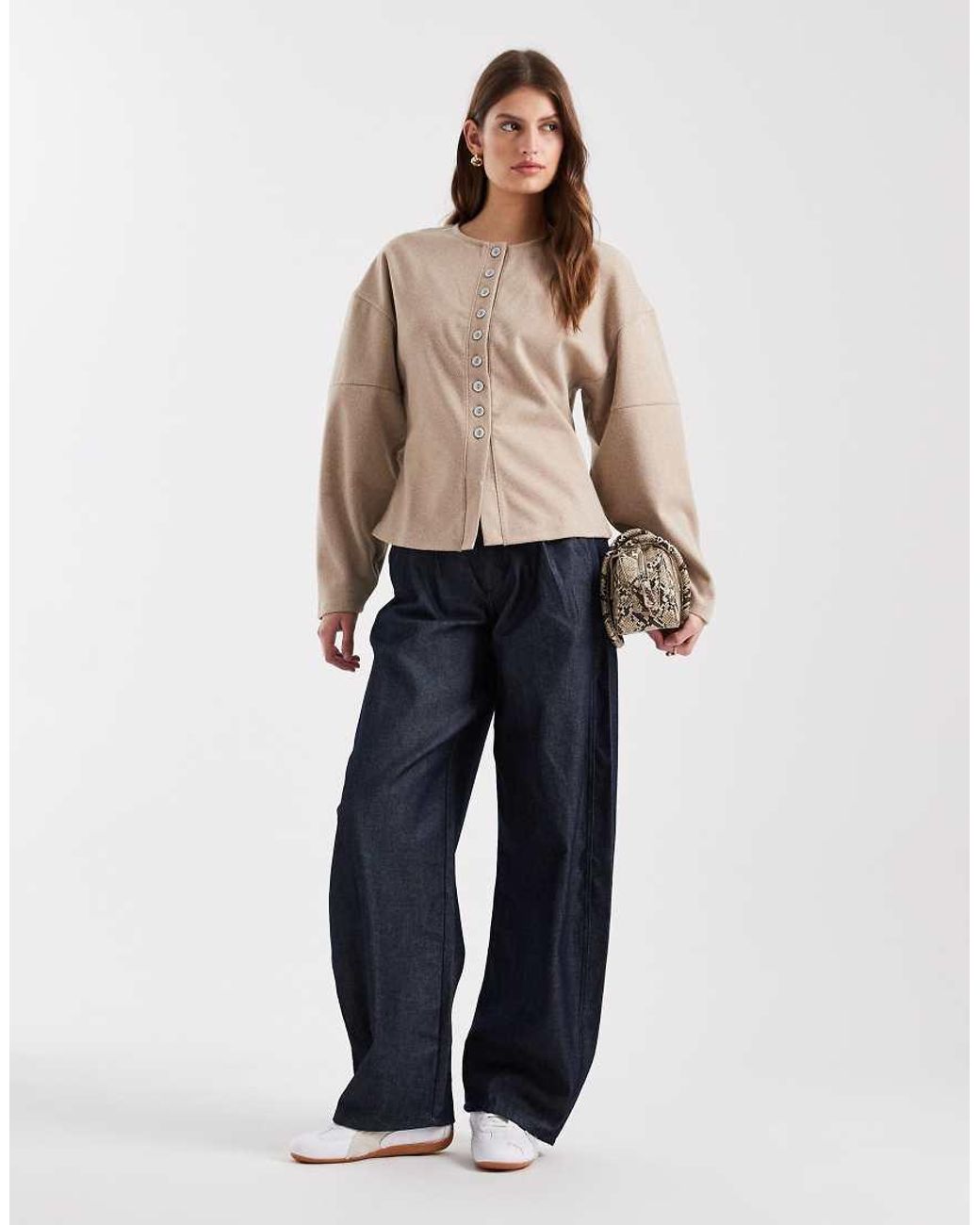 Vero Moda Natural Coccoon Sleeve Structured Jersey Cardigan
