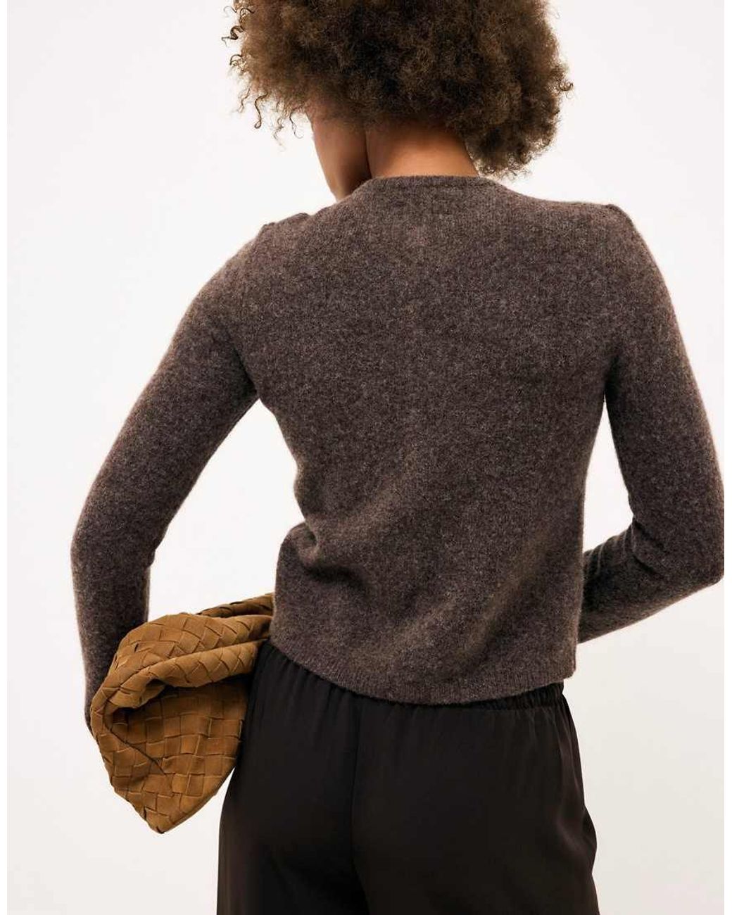 NA-KD Brown Wool Blend Button Round Neck Knitted Cardigan