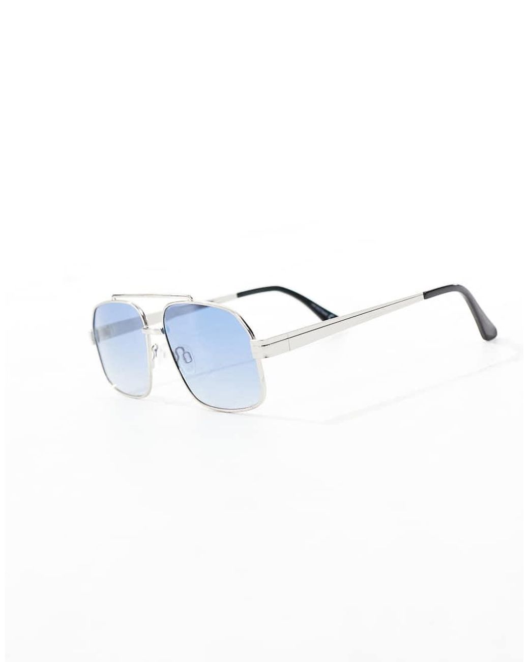 ASOS Pink Aviator Sunglasses With Blue Lens And Metal Frame for men