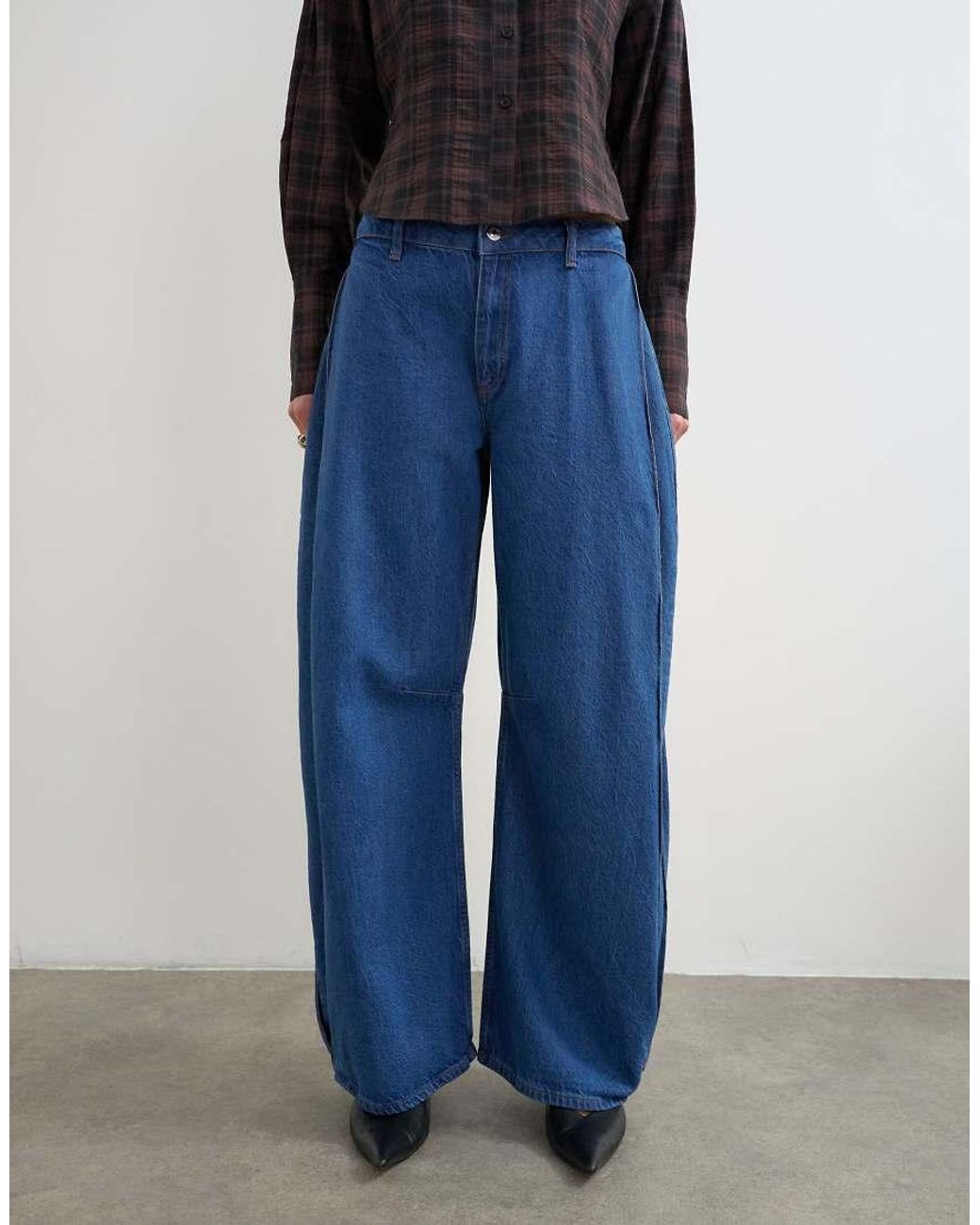 TOPSHOP Blue Side Pleat Cocoon Jean