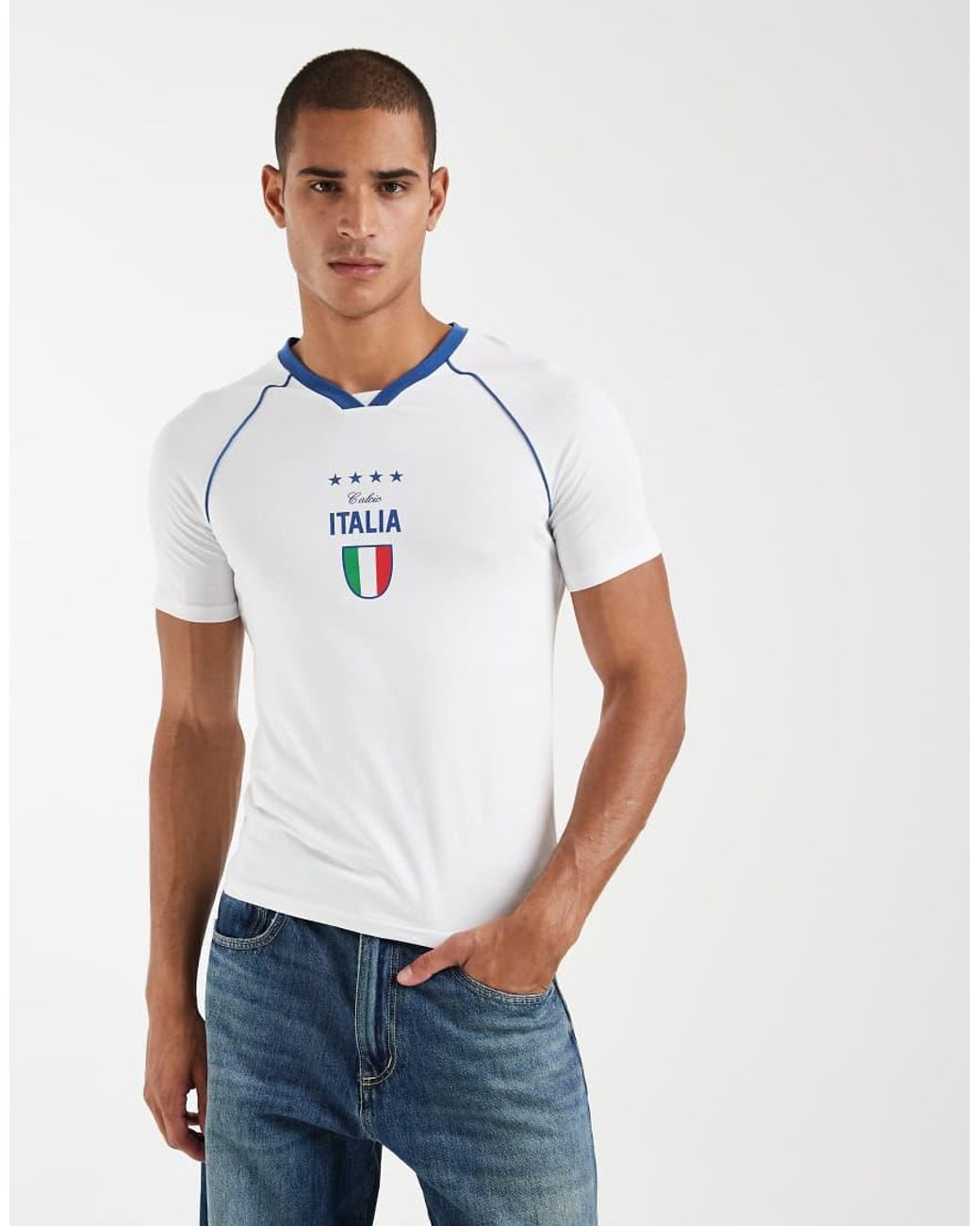 ASOS White Muscle T-shirt With Italia Graphic for men