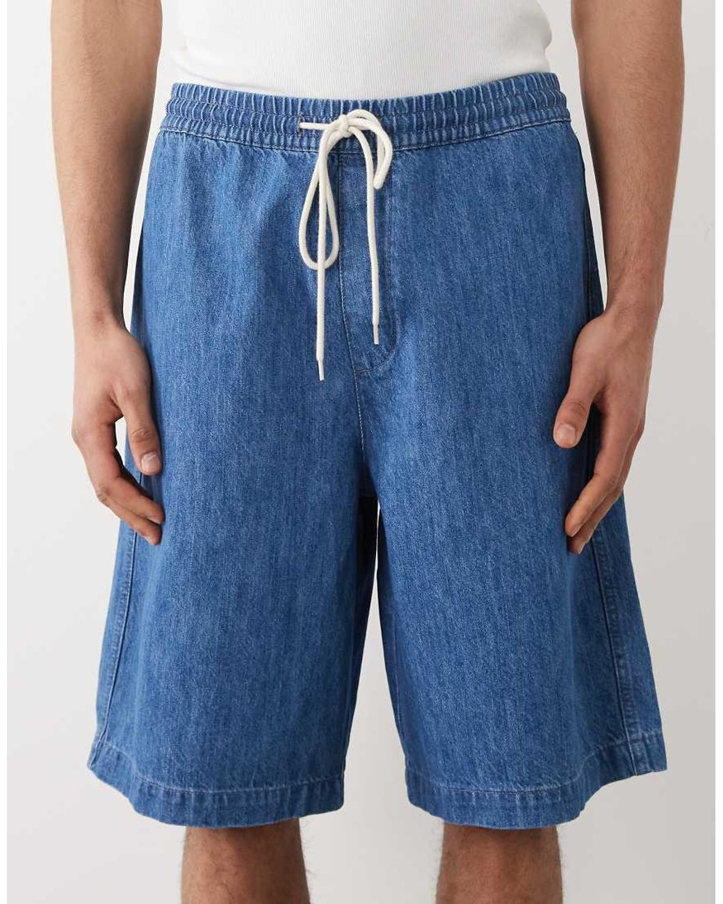 ASOS Blue Lightweight Loose Denim Jorts for men