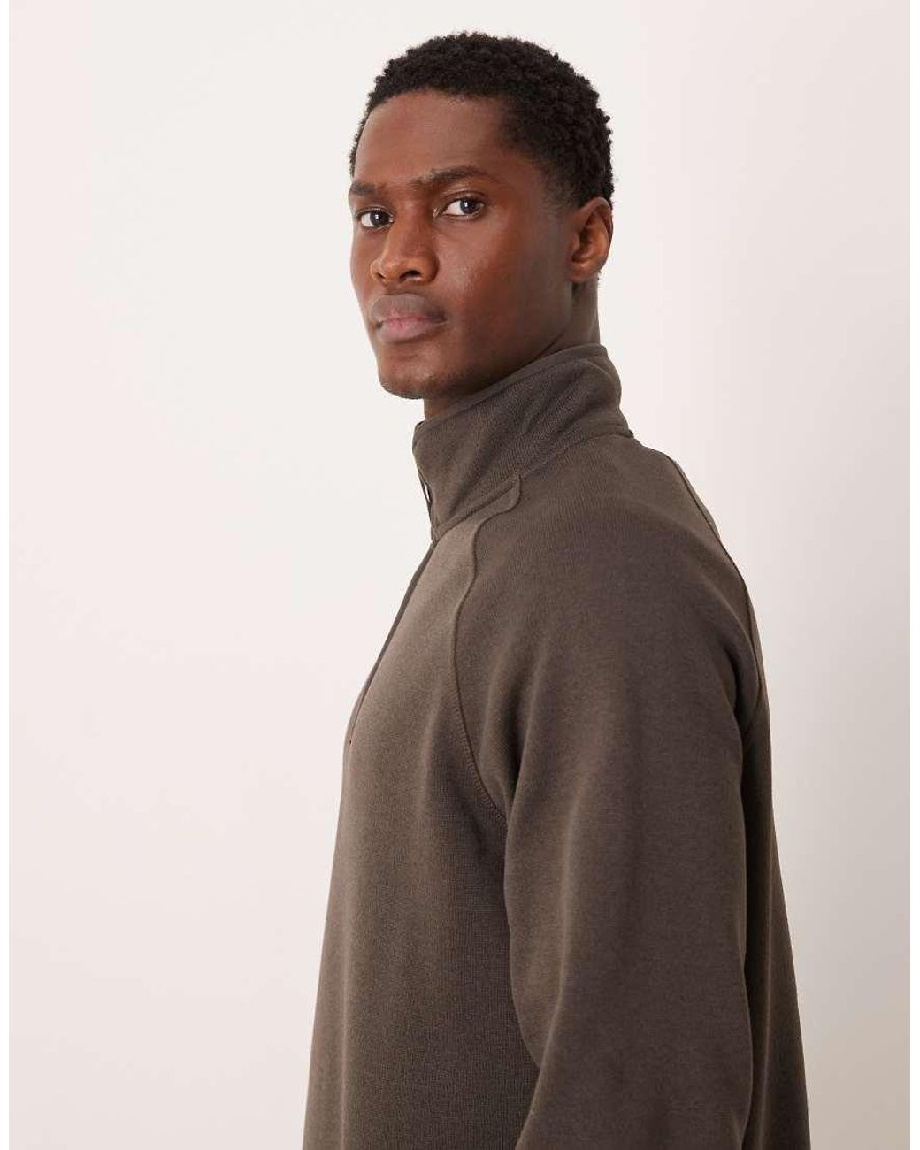 ARKET Brown Half Zip Fleece Sweatshirt for men
