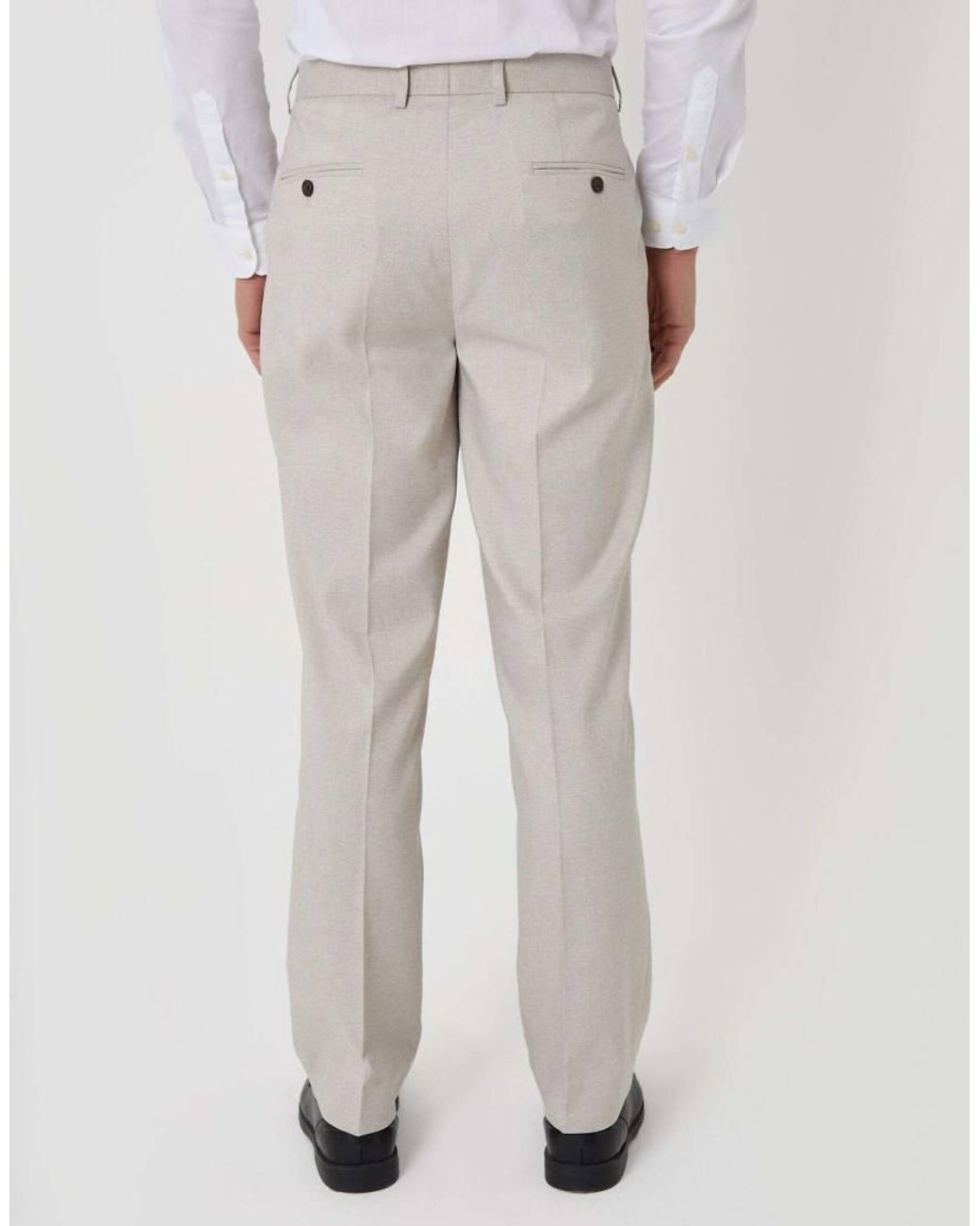 Threadbare Natural Tailored Fit Lightweight Suit Trousers for men