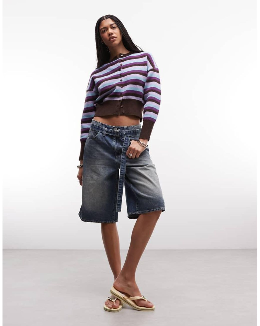Daisy Street Blue Fitted Waist Cardigan